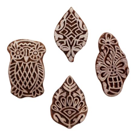 Set of 4 Piece New Mix Wooden Printing Blocks